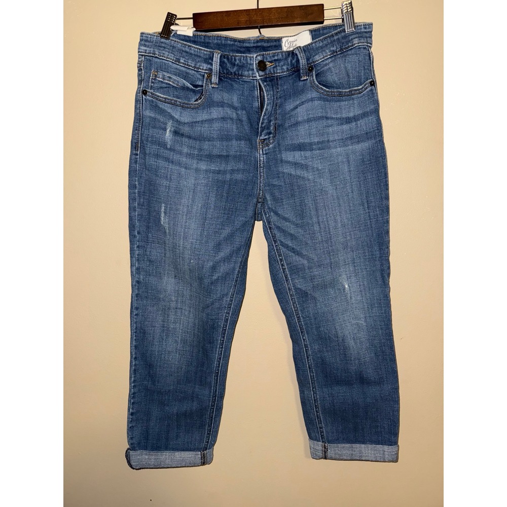 Cosmic Blue Love Womens Distressed Cropped Denim Jeans‎ 31 cuffed capris Casual